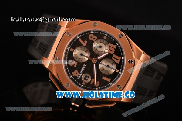 Audemars Piguet Royal Oak Offshore Clone AP Calibre 3126 Automatic Rose Gold with Arabic Numeral Markers and Black Dial (EF) - Click Image to Close